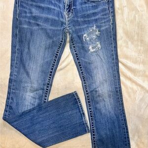 Miss Me Distressed Blue Straight Leg Jeans